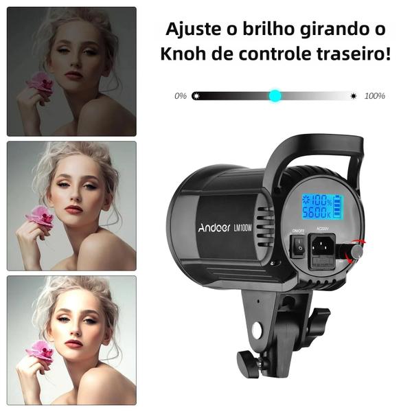 Luz de Vídeo LED 100W 5600K - Regulável, Bowens Mount e Controle Remoto para Transmissão Imagem de Luz de Vídeo LED 100W 5600K - Regulável, Bowens Mount e Controle Remoto para Transmissão