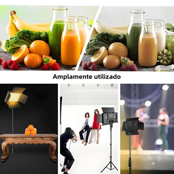 Luz de Vídeo LED Bicolor (2500K-8500K) - Regulável, com Tripé e Controle Remoto Imagem de Luz de Vídeo LED Bicolor (2500K-8500K) - Regulável, com Tripé e Controle Remoto