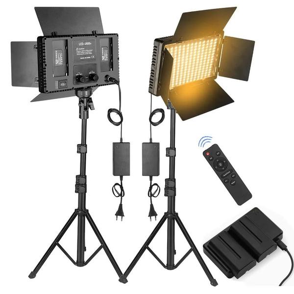 Luz de Vídeo LED Bicolor (2500K-8500K) - Regulável, com Tripé e Controle Remoto Imagem de Luz de Vídeo LED Bicolor (2500K-8500K) - Regulável, com Tripé e Controle Remoto