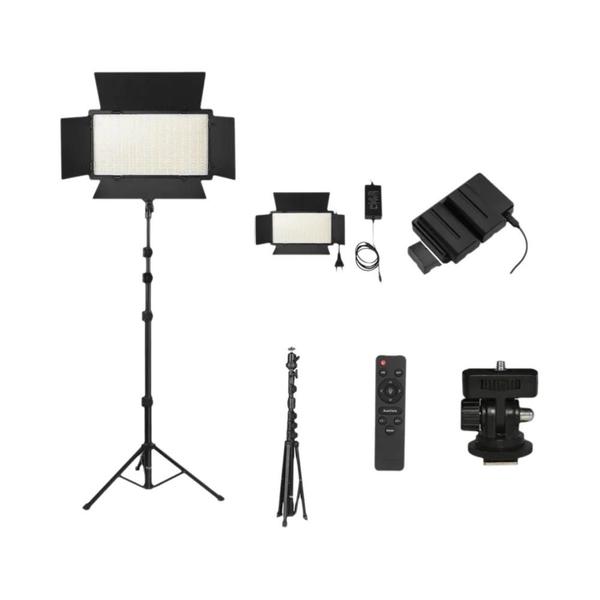Luz de Vídeo LED Bicolor (2500K-8500K) - Regulável, com Tripé e Controle Remoto Imagem de Luz de Vídeo LED Bicolor (2500K-8500K) - Regulável, com Tripé e Controle Remoto