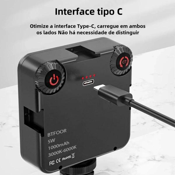 Imagem de Luz de Vídeo LED Bicolor Portátil - 3000K-6000K - Sapata Fria para Filmadora, DSLR e GoPro