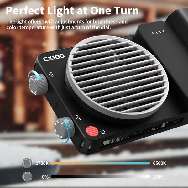 Imagem de Luz de vídeo LED ZHIYUN CINEPEER CX100 100W com bateria de 4500mAh