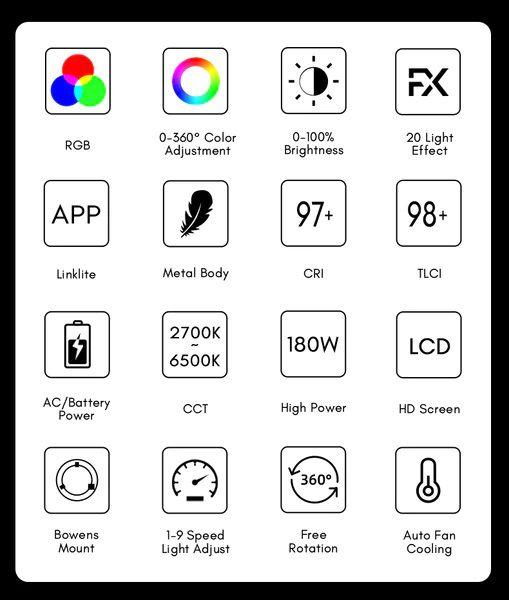 Luz de vídeo X-180RGB LED Tolifo para iluminação cinematográfica Imagem de Luz de vídeo X-180RGB LED Tolifo para iluminação cinematográfica