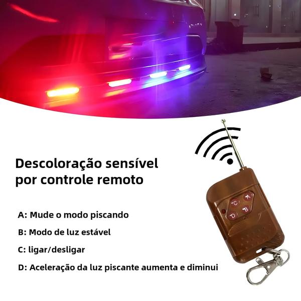 Imagem de Luz Estroboscópica de Emergência para Carro com Controle Remoto - LED Vermelho e Azul