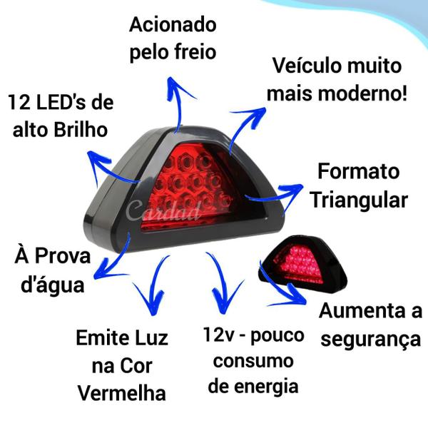 Imagem de Luz Freio Carro Estrobo Led Brake Light 12 Design Esportivo