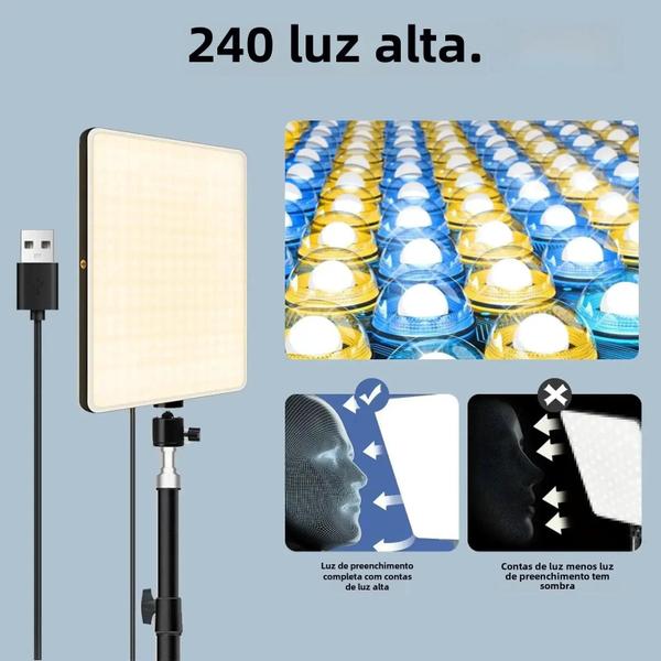 Imagem de Luz LED para Fotografia e Streaming - com Suporte de Braço de Tesoura