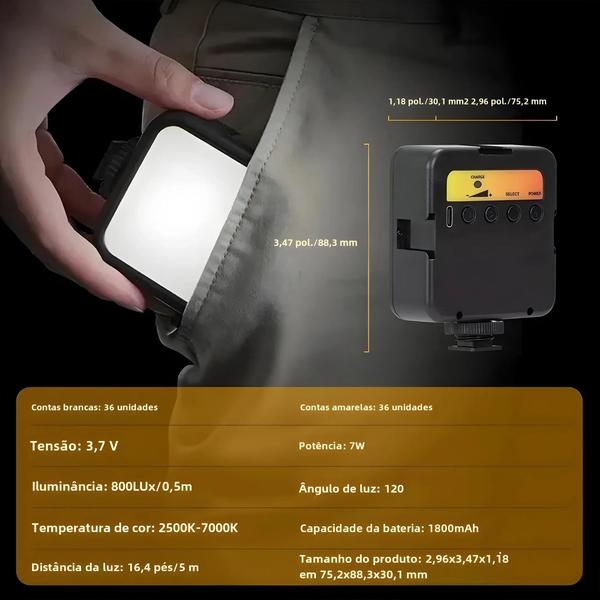 Luz LED Portátil para Estúdio Fotográfico e Vídeos - Ideal para TikTok, YouTube e Games Imagem de Luz LED Portátil para Estúdio Fotográfico e Vídeos - Ideal para TikTok, YouTube e Games