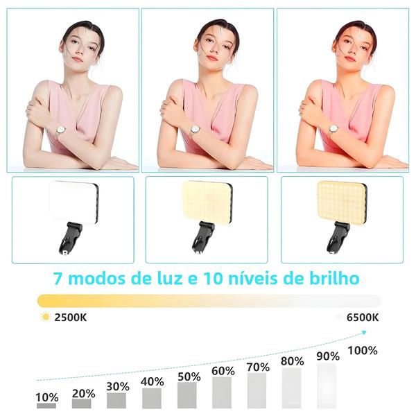 Imagem de Luz LED Portátil para Selfie - 60 Leds de Alta Qualidade, 2200mAh, Recarregável, 7 Modos de Iluminação