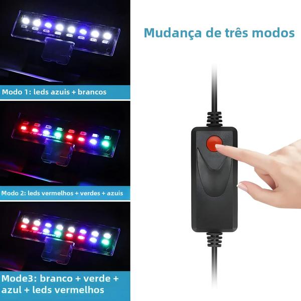 Imagem de Luz LED Super Fina para Aquário - Alto Brilho com Braçadeira para Plantas Aquáticas