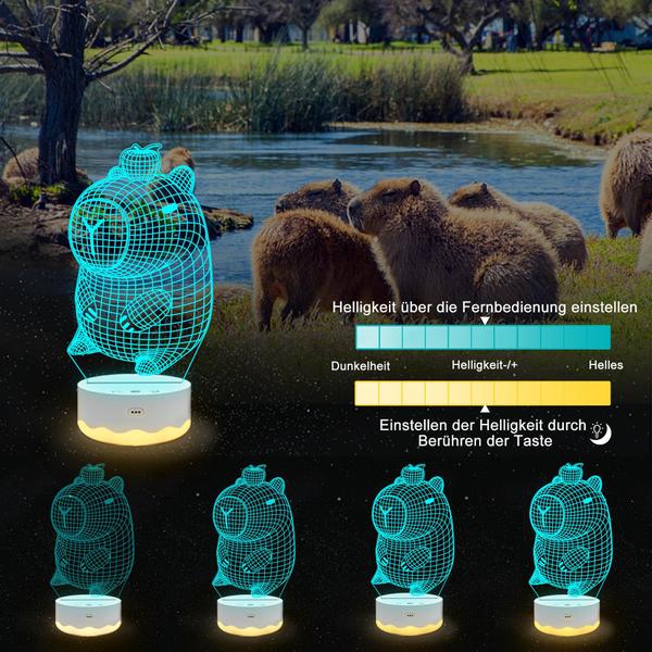 Imagem de Luz noturna Ammonite Capybara 3D Illusion USB LED para crianças