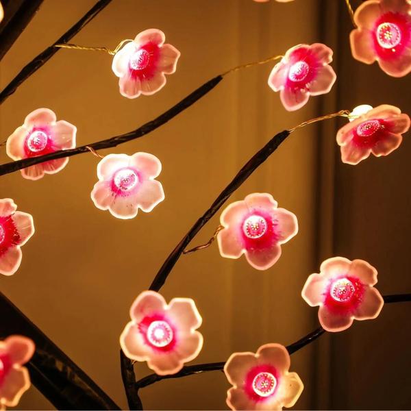 Imagem de Luz Noturna Bonsai Flor de Cerejeira - LED com Toque e Alimentação USB/Bateria