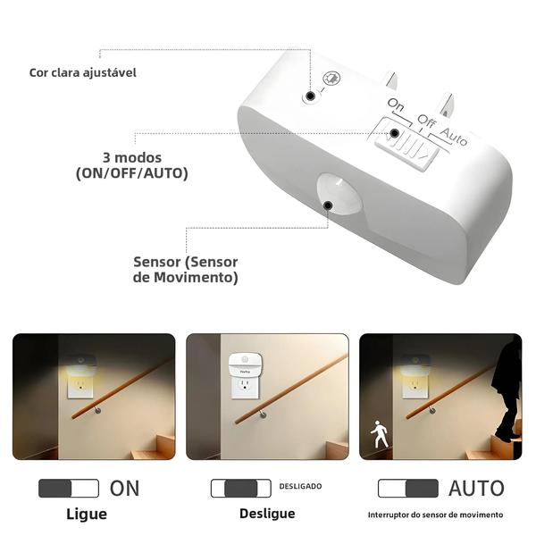 Imagem de Luz Noturna de LED com Sensor de Movimento para Quarto Infantil - Plug UE/EUA