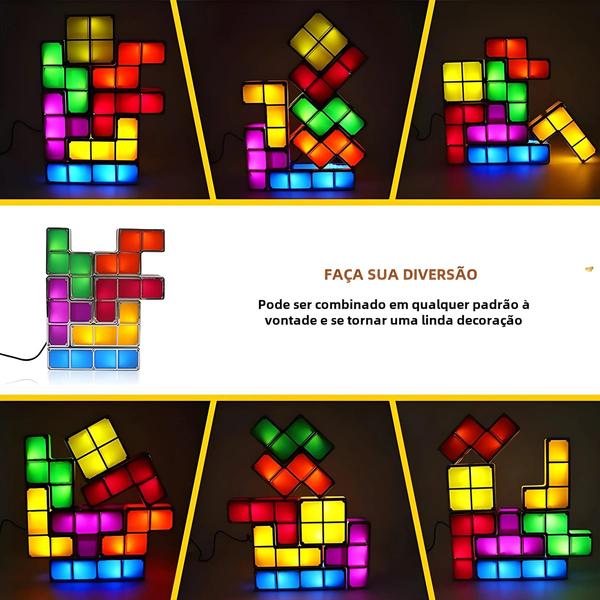 Imagem de Luz Noturna LED 7 Cores - Quebra-Cabeça Tangram 3D Empilhável para Crianças