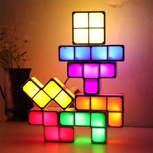 Imagem de Luz Noturna LED 7 Cores - Quebra-Cabeça Tangram 3D Empilhável para Crianças