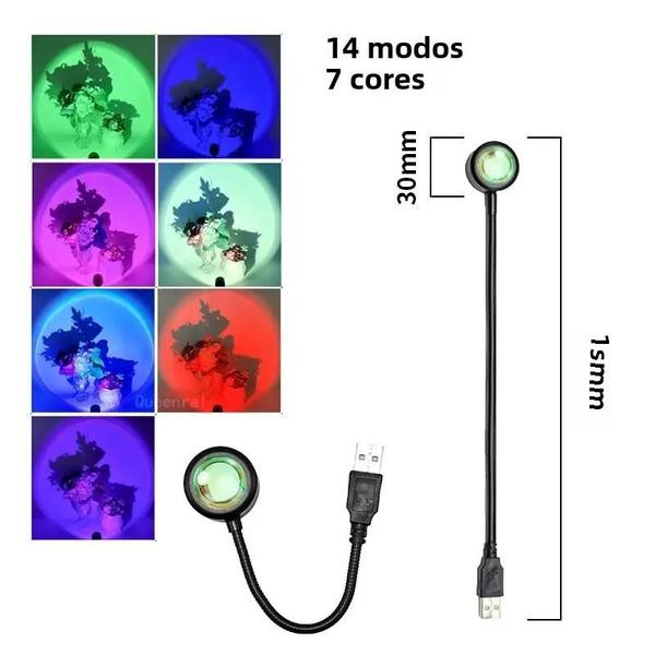 Imagem de Luz Noturna LED com Projeção de Por do Sol RGB - Ideal para Fotos, Festas e Decoração de Casa