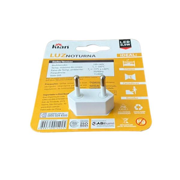 Imagem de Luz Noturna LED KI01 0,5W 3,0K Bivolt  Prática e Eficiente