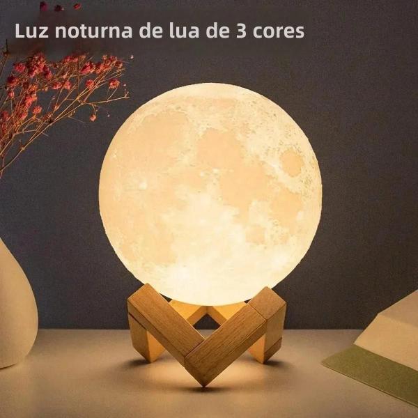 Imagem de Luz Noturna LED Lua Infantil - 8cm - Alimentada por Bateria - Decoração de Quarto