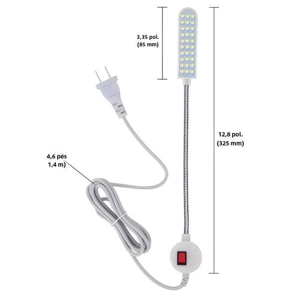 Imagem de Luz Noturna LED Magnética Ajustável para Máquina de Costura - Iluminação Industrial