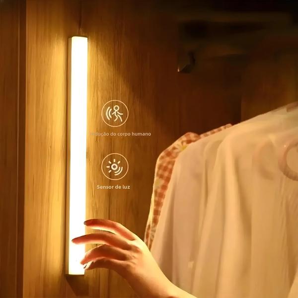 Imagem de Luz Noturna LED Recarregável com Sensor de Movimento e Ímã - Ideal para Guarda-roupa e Cozinha