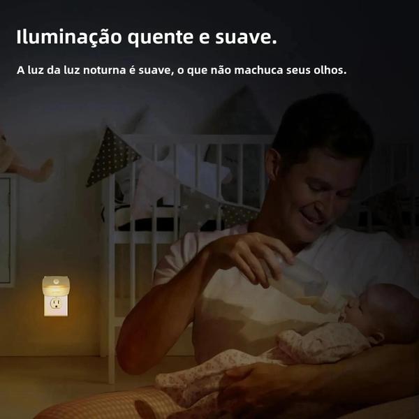 Imagem de Luz Noturna LED Regulável com Sensor de Movimento - Ideal para Quarto, Banheiro, Corredor e Cozinha