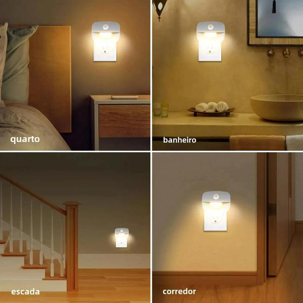 Imagem de Luz Noturna LED Regulável com Sensor de Movimento - Ideal para Quarto, Banheiro, Corredor e Cozinha