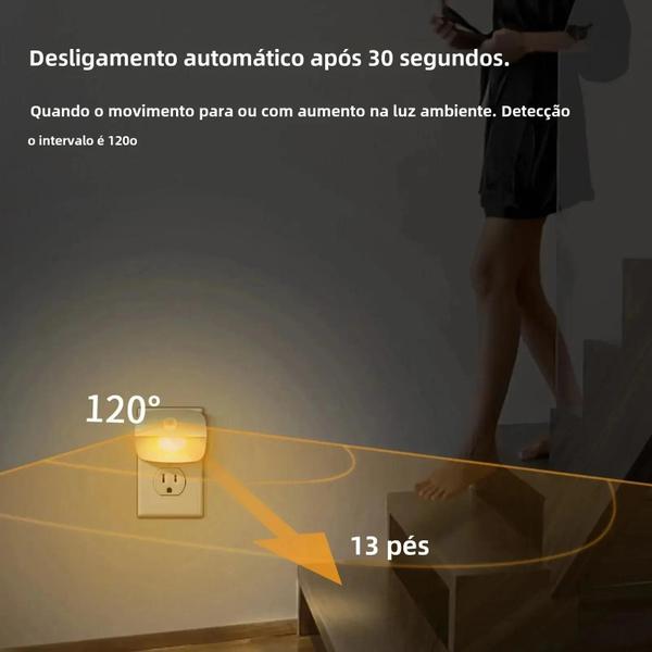 Imagem de Luz Noturna LED Regulável com Sensor de Movimento - Ideal para Quarto, Banheiro, Corredor e Cozinha