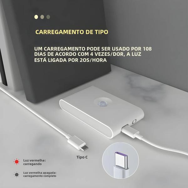 Imagem de Luz Noturna LED Sem Fio com Sensor de Presença - Carregamento USB