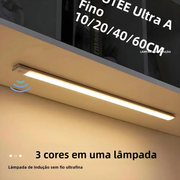 Luz Noturna LED Ultrafina com Sensor de Movimento - Sem Fio e Recarregável via USB Imagem de Luz Noturna LED Ultrafina com Sensor de Movimento - Sem Fio e Recarregável via USB