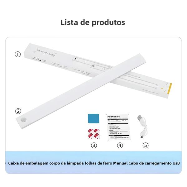 Luz Noturna LED Ultrafina com Sensor de Movimento - Sem Fio e Recarregável via USB Imagem de Luz Noturna LED Ultrafina com Sensor de Movimento - Sem Fio e Recarregável via USB