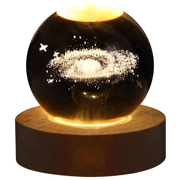 Imagem de Luz Noturna LED USB 3D - Lâmpada Galaxy Crystal Ball com Formato de Lua e Planeta