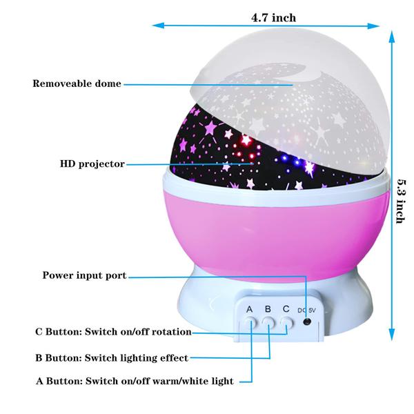 Imagem de Luz noturna Star Projector DITHIN para crianças de 2 a 12 anos - rosa