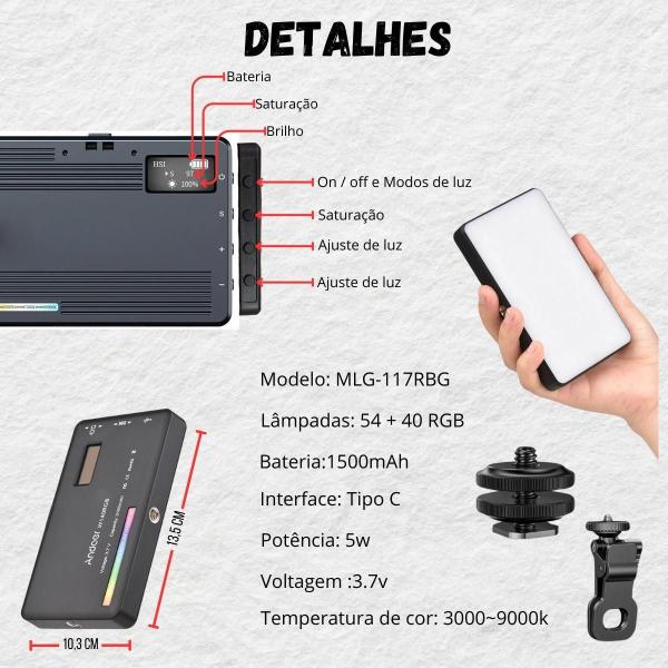 Luz Preenchimento Mini Led Video Light Fotografia - Star Capas E Acessórios Imagem de Luz Preenchimento Mini Led Video Light Fotografia