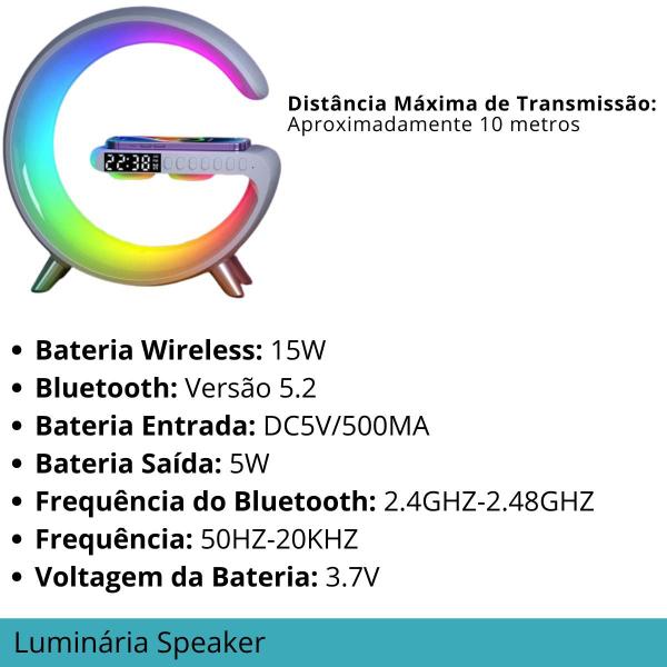 Imagem de Luz RGB 10w Speaker Indução Carregador Bluetooth