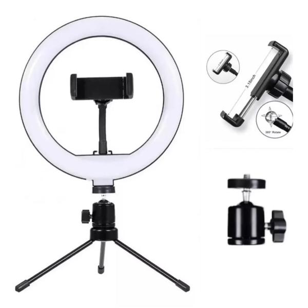 Imagem de Luz Ring Light 8 Polegadas 20Cm + Tripé De Mesa + Suporte