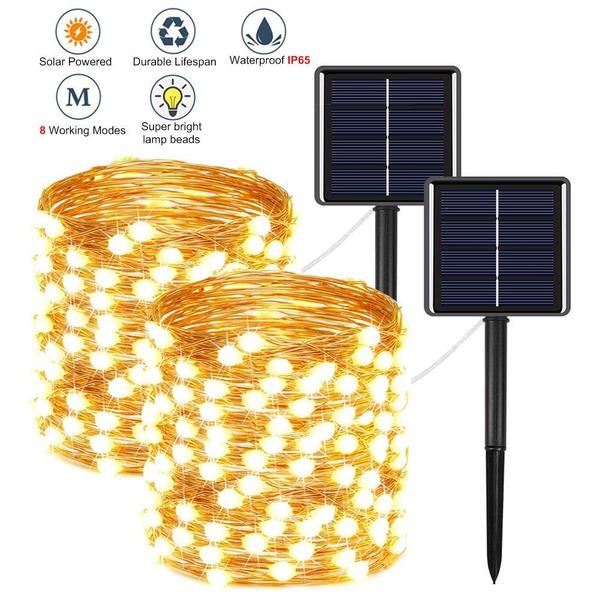 Imagem de Luz Solar Ao Corda LED Holiday Birthday Party Garland Jardim Fio De Cobre À Prova D'água Decoração Iluminação 8 Modos Modelo Novo