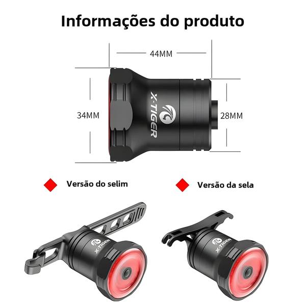 Imagem de Luz Traseira de Bicicleta com Sensor de Freio Inteligente IPX6 - À Prova D'Água