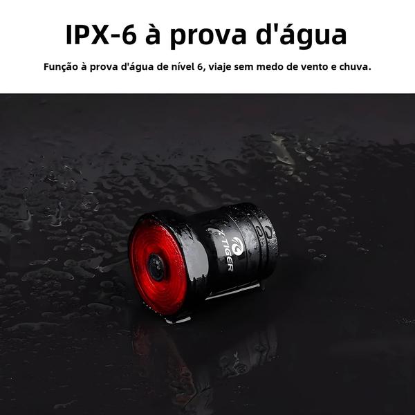 Imagem de Luz Traseira de Bicicleta com Sensor de Freio Inteligente IPX6 - À Prova D'Água