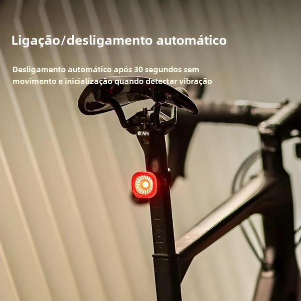 Imagem de Luz Traseira de Bicicleta LED com Sensor de Freio Automático - Recarregável e à Prova D'Água