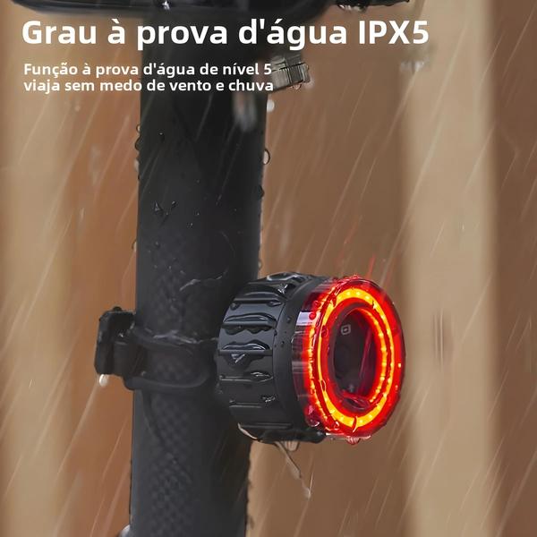 Imagem de Luz Traseira De Freio Inteligente Vermelha Para Bicicleta Com Almofada De Assento De Grande Abertura