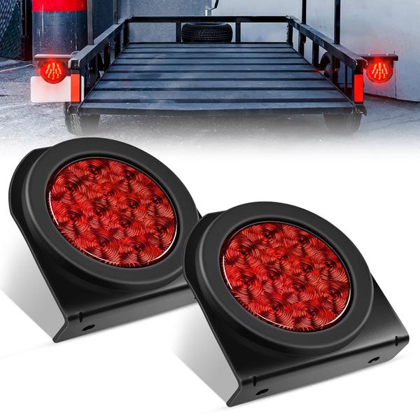 Imagem de Luz traseira de trailer GOOACC 4 polegadas redonda 12 LED vermelha 2 unidades IP67