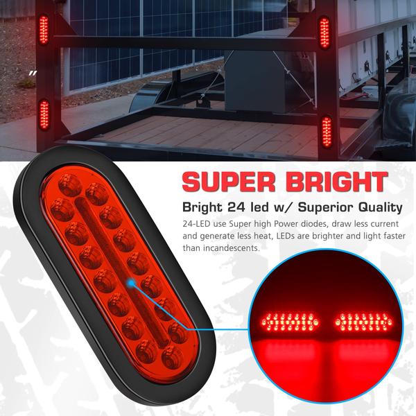 Imagem de Luz traseira de trailer LINKITOM LED oval submersível de 6 polegadas (pacote com 2)