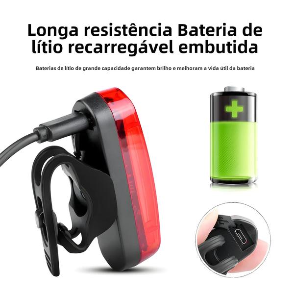 Imagem de Luz Traseira e Dianteira de Bicicleta LED - À Prova D'Água e Recarregável via USB