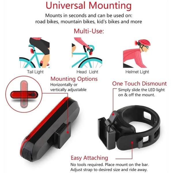 Imagem de Luz Traseira para Bicicleta Recarregável via USB - Ultra Brilhante e Fácil Instalação