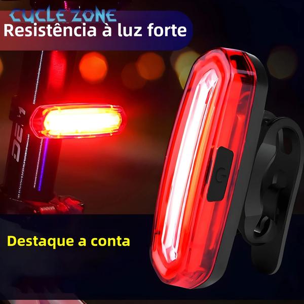 Imagem de Luz Traseira USB Recarregável para Bicicleta - LED MTB e Estrada - Fácil Instalação