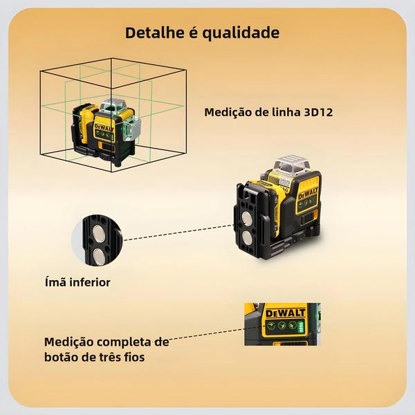 Imagem de Luz Verde DEWALT DW089LG Nível De Laser 12V Bateria Instrumento De Medição Externo De Três Lados