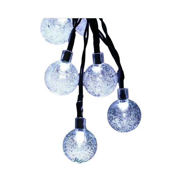 Luzes de Corda LED à Prova D'Água com Bola de Cristal - 20 LEDs para Jardim, Acampamento e Decorações Imagem de Luzes de Corda LED à Prova D'Água com Bola de Cristal - 20 LEDs para Jardim, Acampamento e Decorações