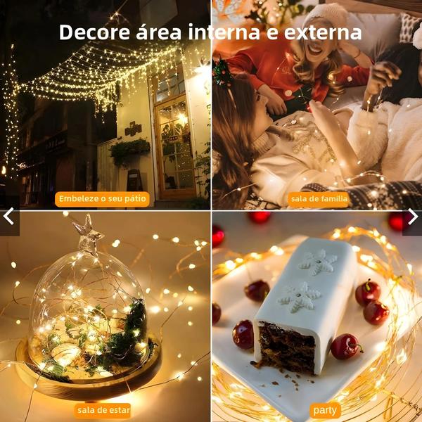 Imagem de Luzes de Corda LED à Prova d'Água com Fio de Cobre - 10m para Festas, Casamentos e Decorações