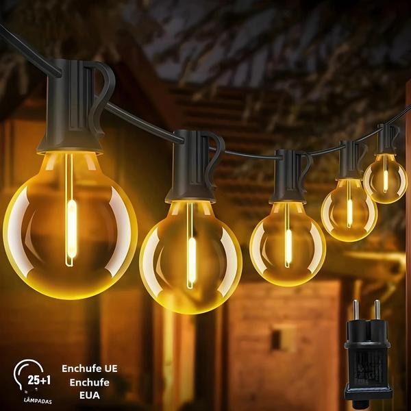 Imagem de Luzes de Corda LED G40 à Prova D'Água - Ideal para Jardim, Terraço, Festa e Natal