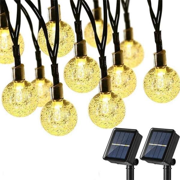 Imagem de Luzes de Corda Solar com 60 LEDs - À Prova D'Água para Jardim - 8 Modos de Iluminação