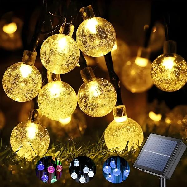 Imagem de Luzes de Corda Solar com 60 LEDs - À Prova D'Água para Jardim - 8 Modos de Iluminação